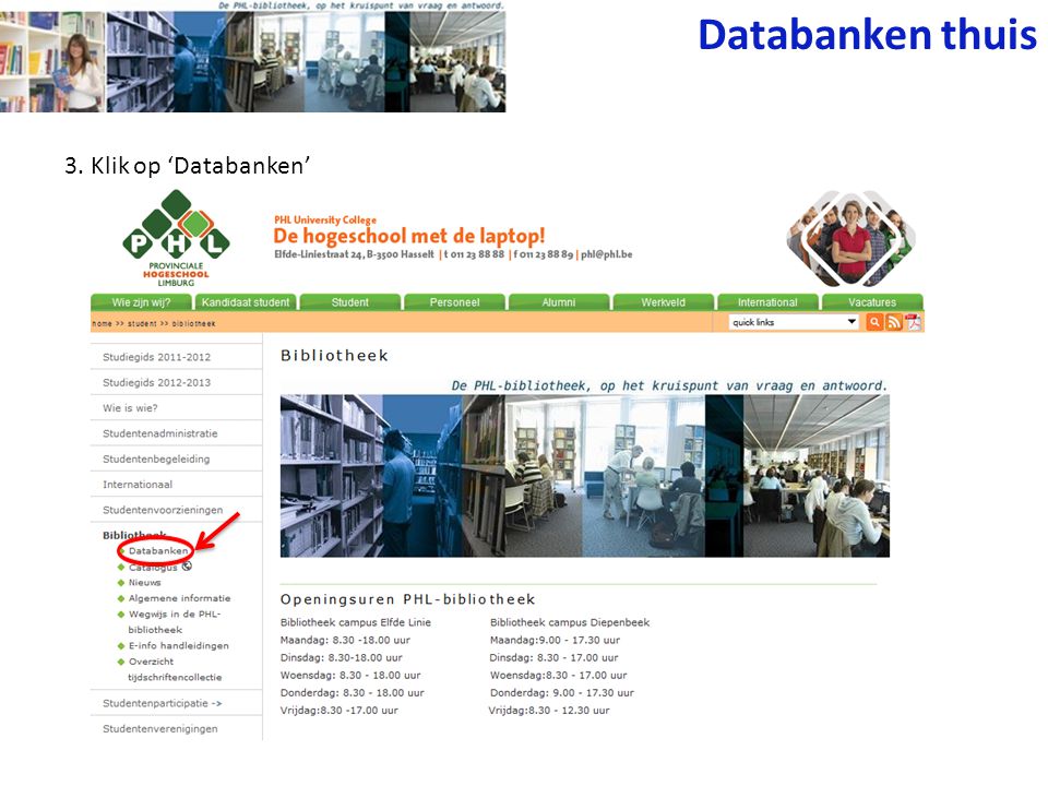 3. Klik op ‘Databanken’ Databanken thuis