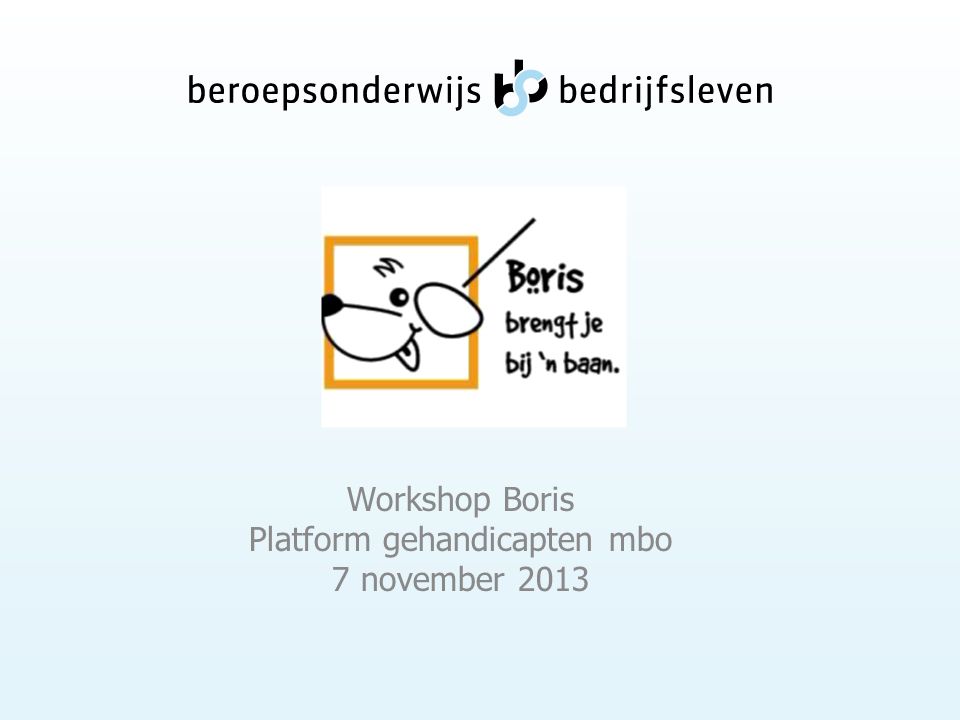Workshop Boris Platform gehandicapten mbo 7 november 2013
