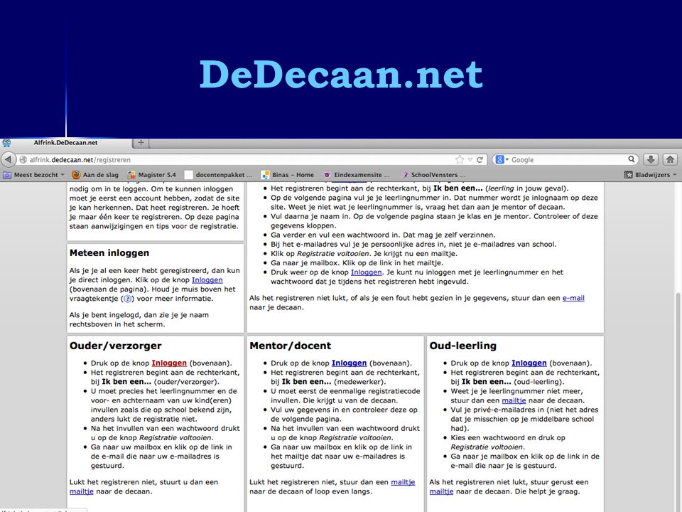 DeDecaan.net Informatieavond 6vwo