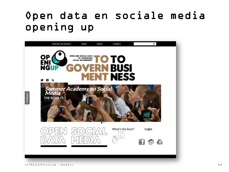 Open data en sociale media opening up INTERCOMMUNALE LEIEDAL 49