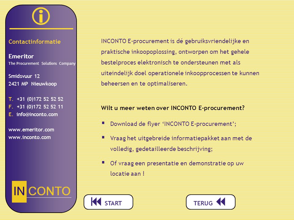   Contactinformatie Emeritor The Procurement Solutions Company Smidsvuur MP Nieuwkoop T.