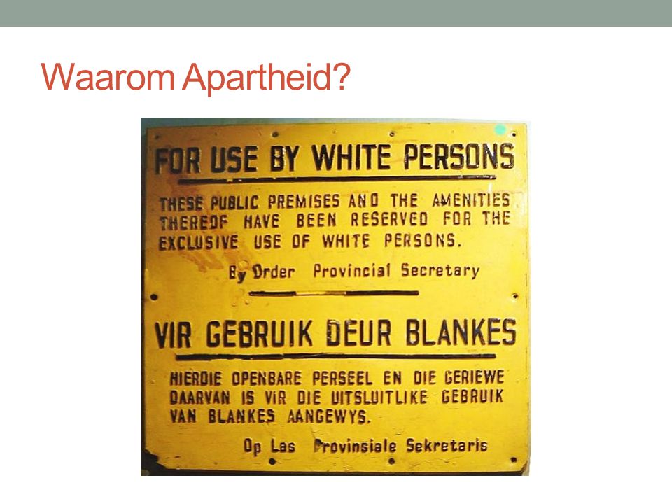 Waarom Apartheid