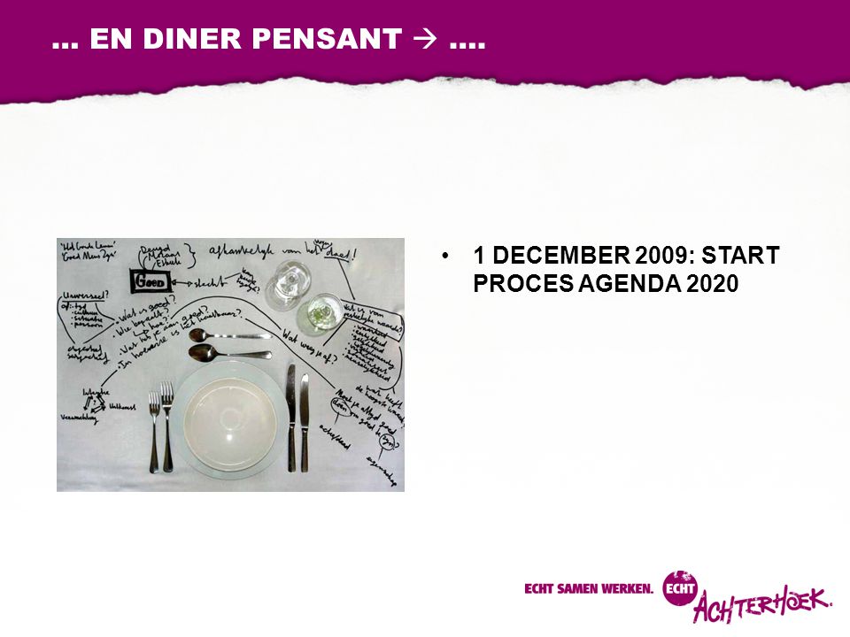 … EN DINER PENSANT  …. 1 DECEMBER 2009: START PROCES AGENDA 2020