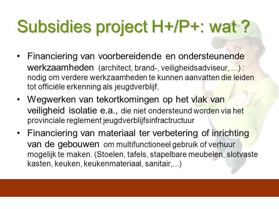 Subsidies project H+/P+: wat .