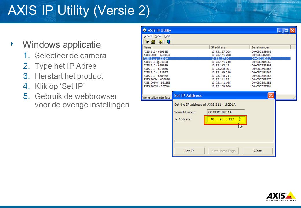 AXIS IP Utility (Versie 2)  Windows applicatie 1.