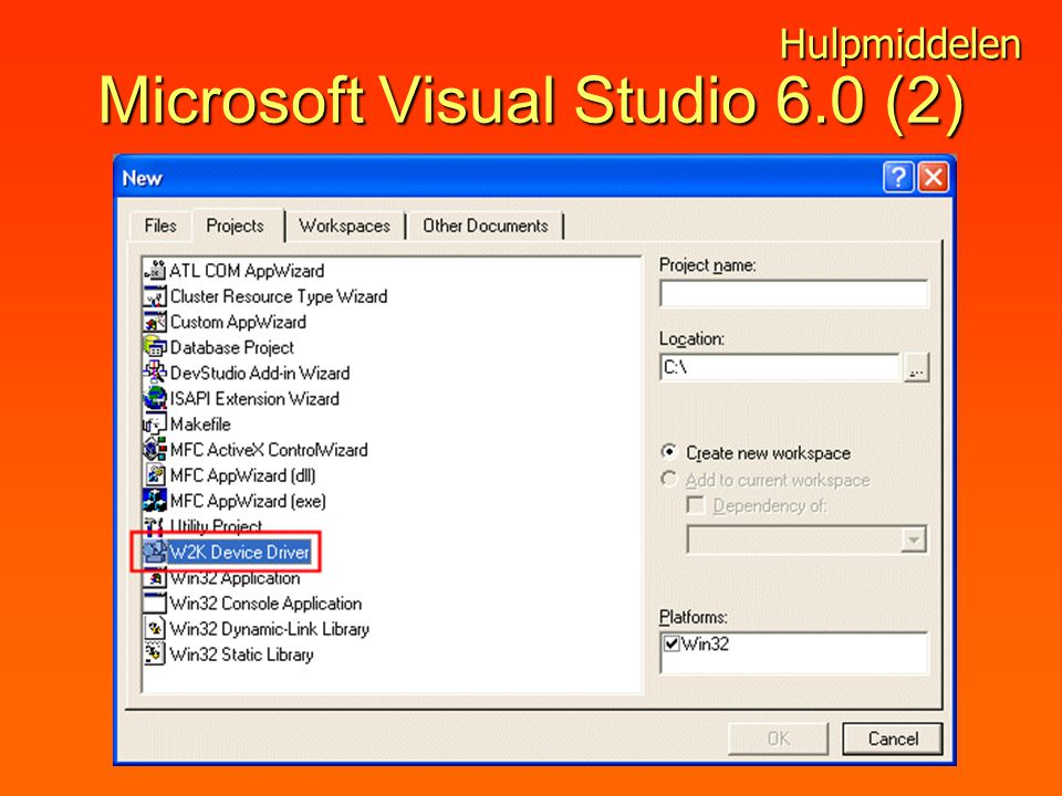 Microsoft Visual Studio 6.0 (2) Hulpmiddelen