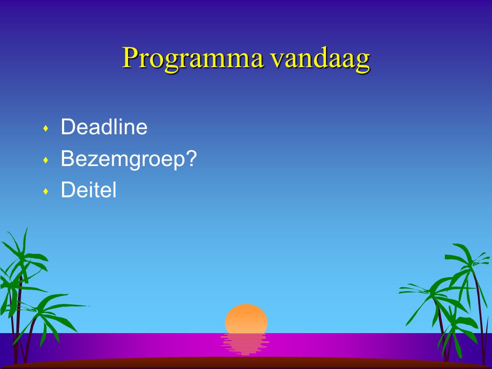 ‘Inleiding programmeren in Java’ SWI cursus: ‘Inleiding programmeren in Java’ 4e college Woe 19 januari 2000 drs.