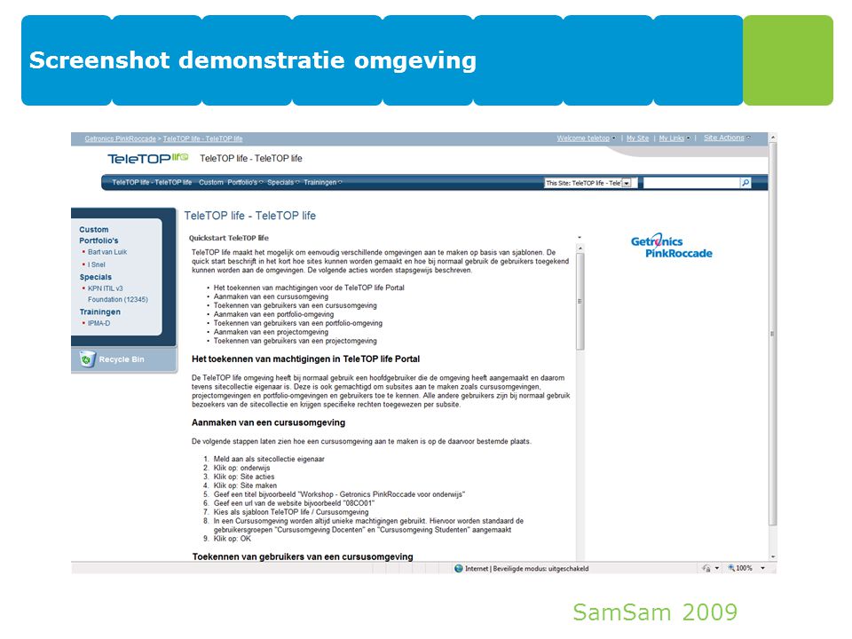 SamSam 2009 Screenshot demonstratie omgeving 15