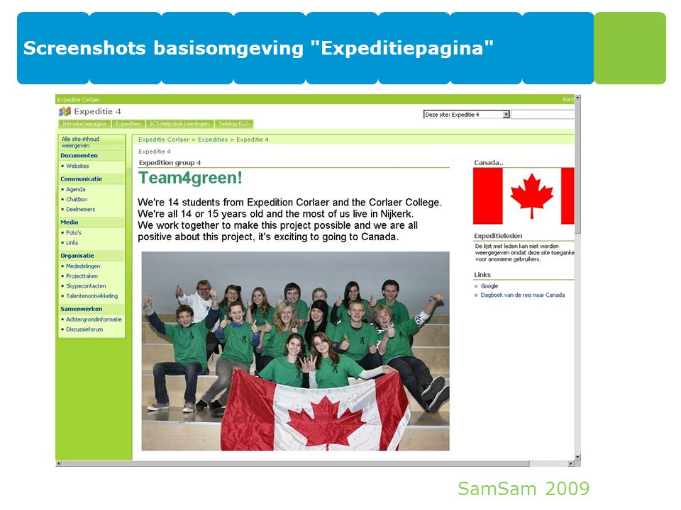 SamSam 2009 Screenshots basisomgeving Expeditiepagina 20