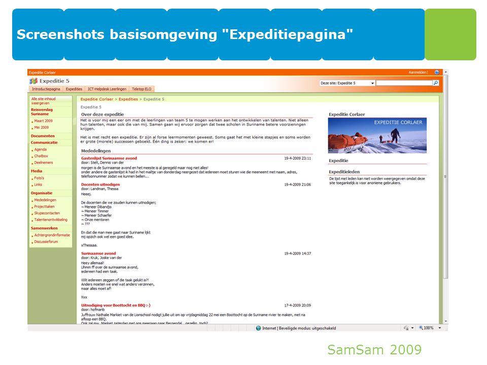 SamSam 2009 Screenshots basisomgeving Expeditiepagina 21