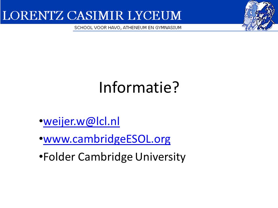 Informatie   Folder Cambridge University