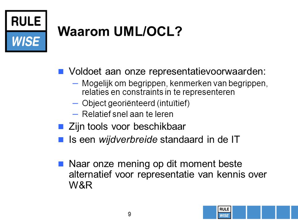 9 Waarom UML/OCL.