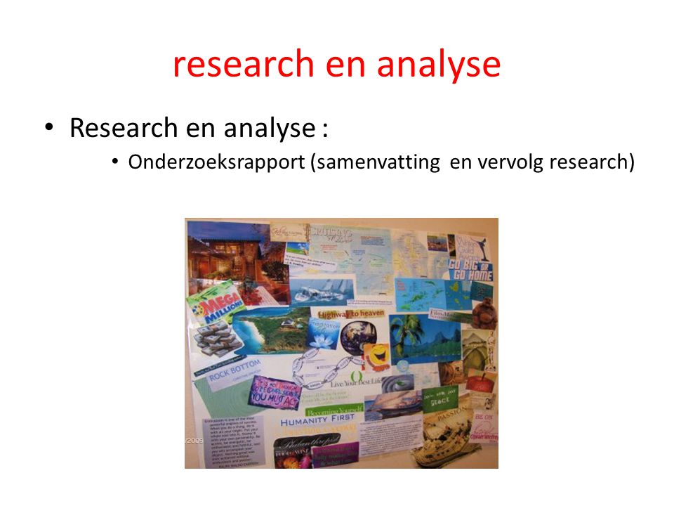 research en analyse Research en analyse : Onderzoeksrapport (samenvatting en vervolg research)