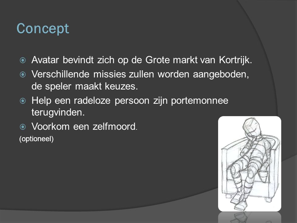 Concept  Avatar bevindt zich op de Grote markt van Kortrijk.