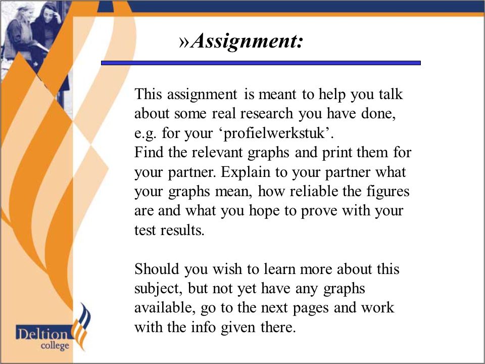 »Assignment: This assignment is meant to help you talk about some real research you have done, e.g.