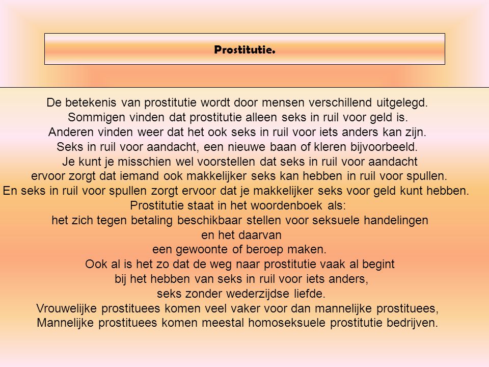 prostituee over het vak