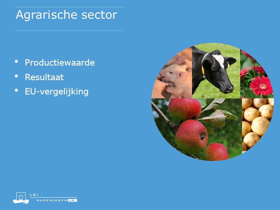 Agrarische sector Productiewaarde Resultaat EU-vergelijking