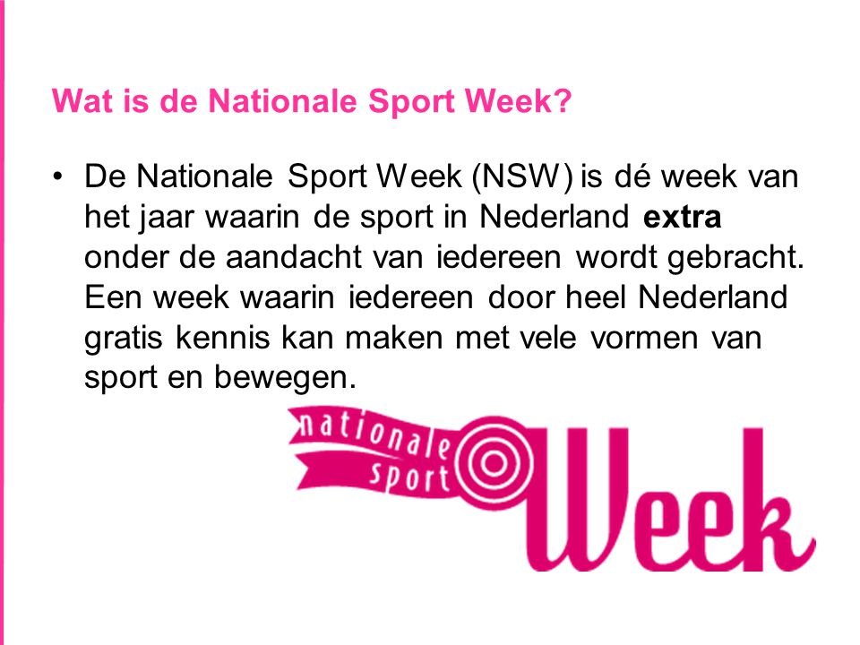 Wat is de Nationale Sport Week.