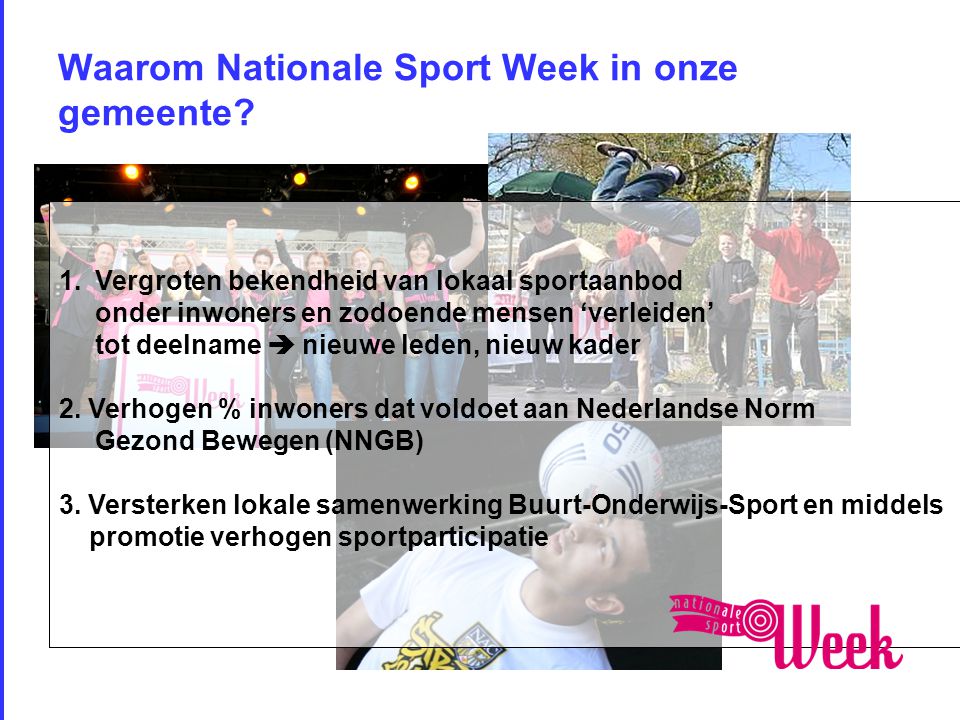 Waarom Nationale Sport Week in onze gemeente.
