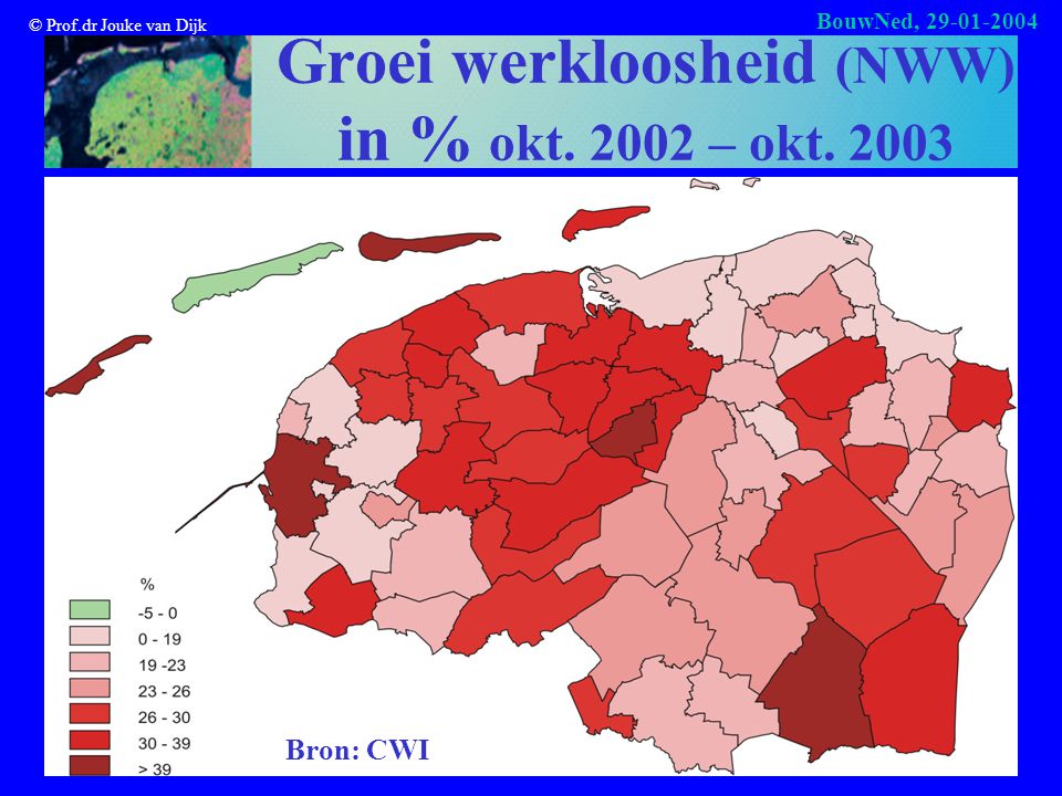 © Prof.dr Jouke van Dijk BouwNed, Groei werkloosheid (NWW) in % okt.