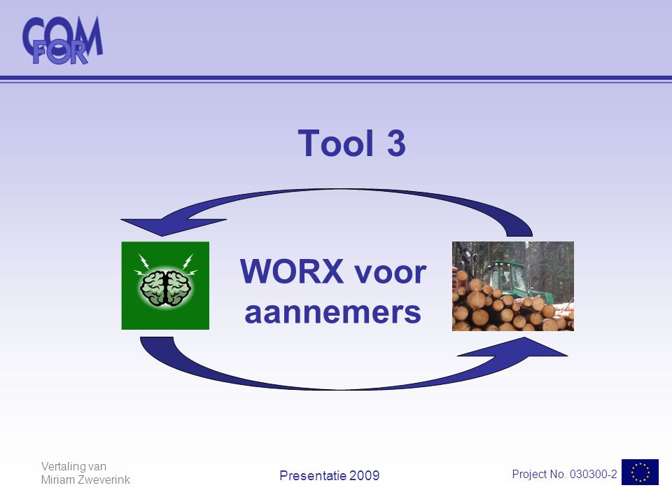 Vertaling van Miriam Zweverink Project No Presentatie 2009 Tool 3 WORX voor aannemers