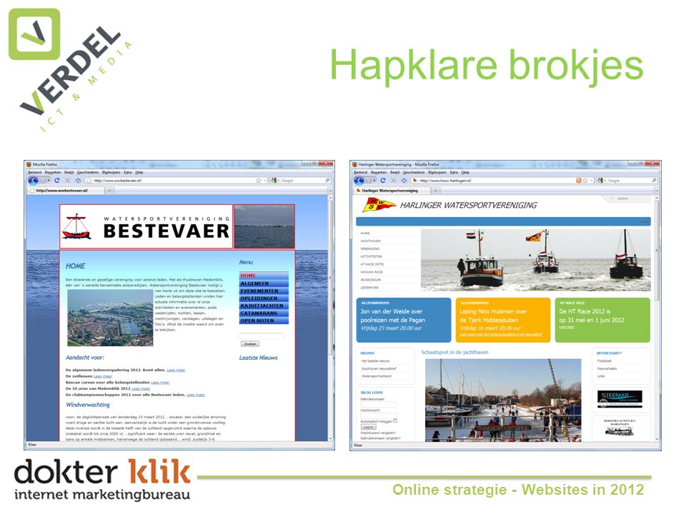Hapklare brokjes Online strategie - Websites in 2012