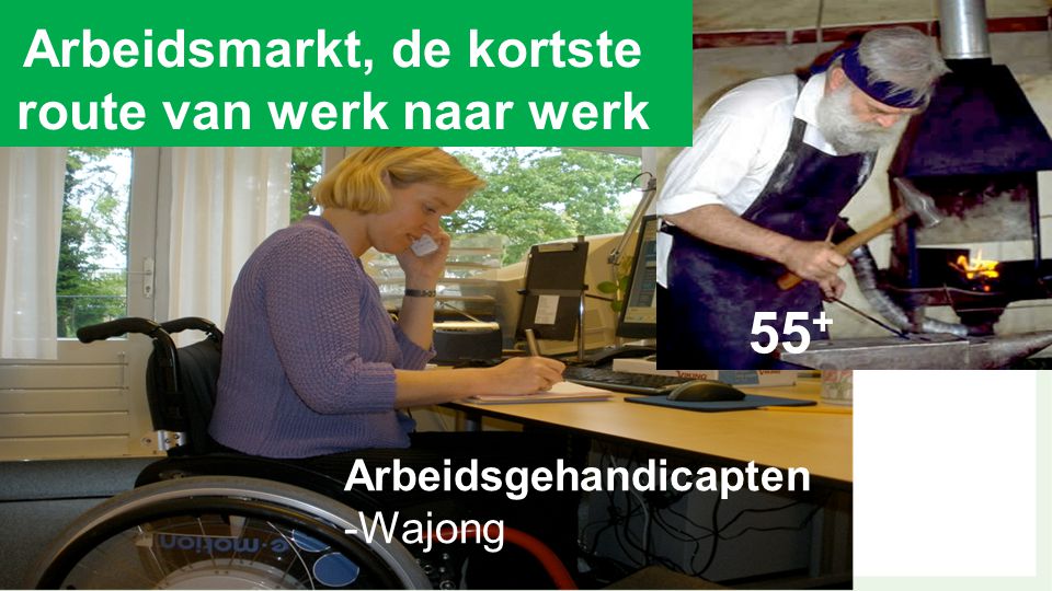 Arbeidsgehandicapten -Wajong 55 + Arbeidsmarkt, de kortste route van werk naar werk