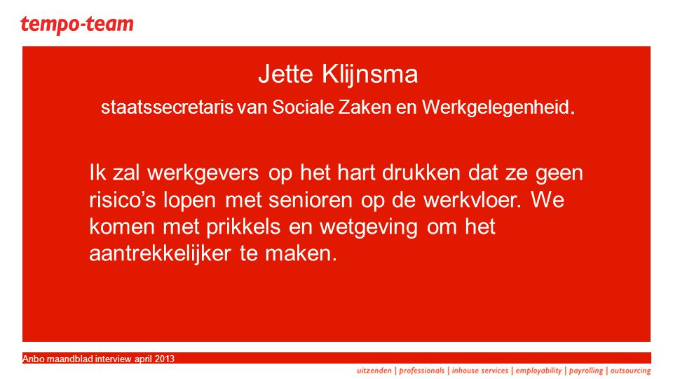 Jette Klijnsma staatssecretaris van Sociale Zaken en Werkgelegenheid.