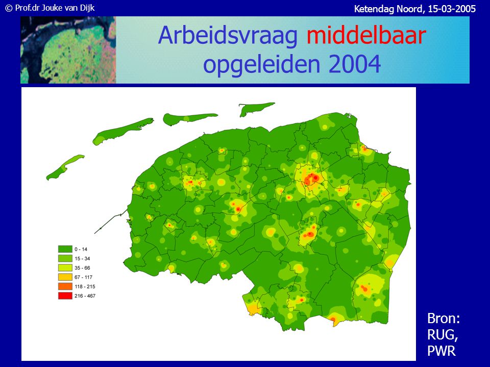© Prof.dr Jouke van Dijk Ketendag Noord, Arbeidsaanbod middelbaar fase 1 NWW en schoolverlaters 2004 Bron: CWI, Geoshare