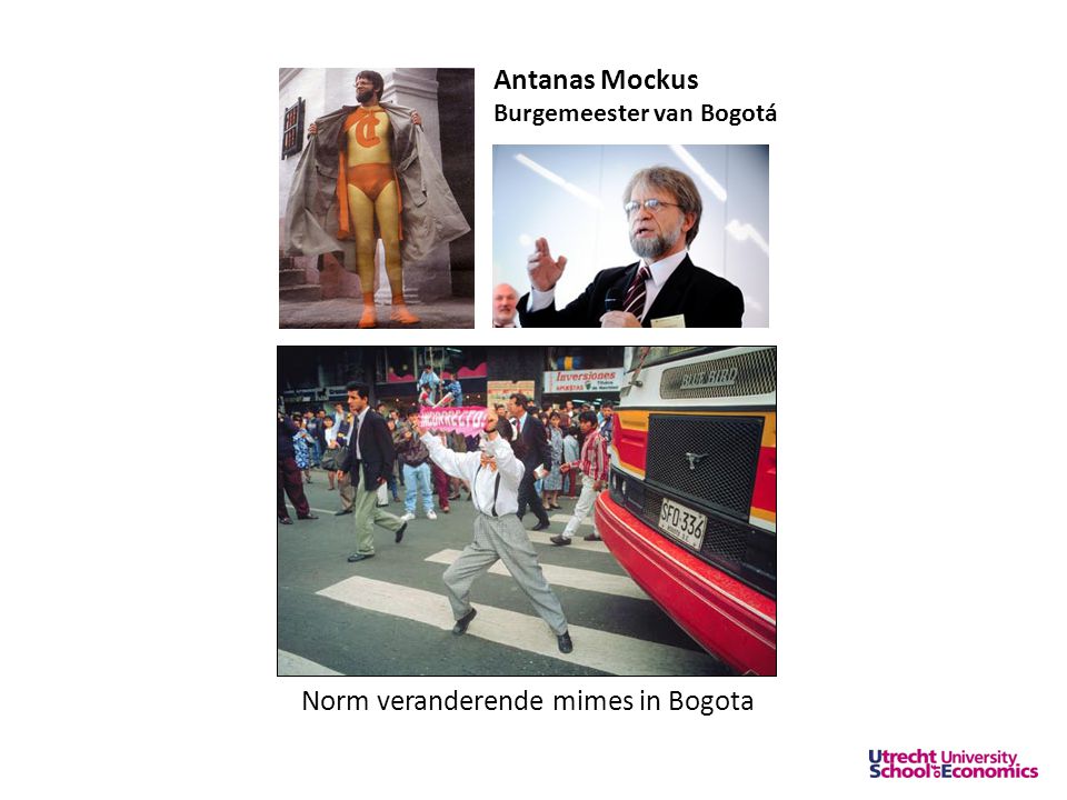 Antanas Mockus Burgemeester van Bogotá Norm veranderende mimes in Bogota