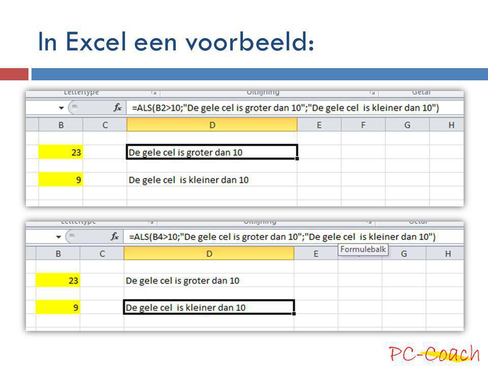 In Excel een voorbeeld: