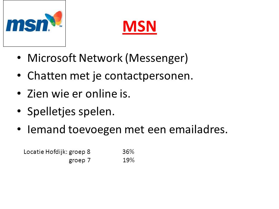 MSN • Microsoft Network (Messenger) • Chatten met je contactpersonen.