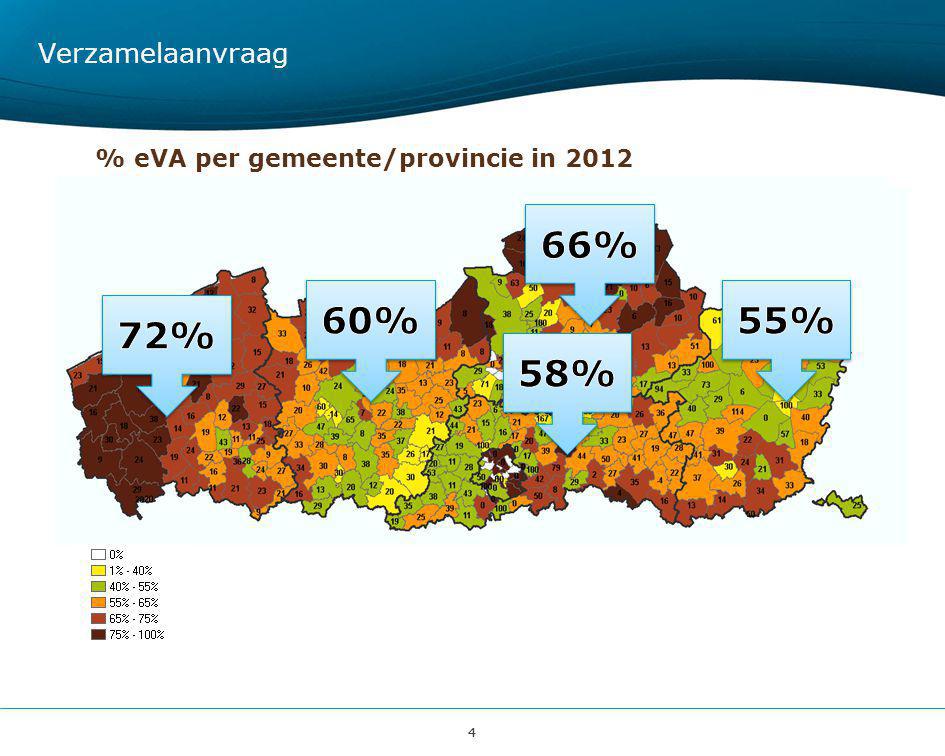 44 % eVA per gemeente/provincie in 2012