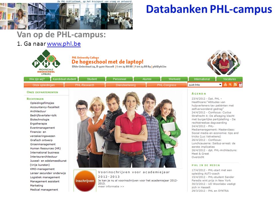 1. Ga naar   Van op de PHL-campus: Databanken PHL-campus