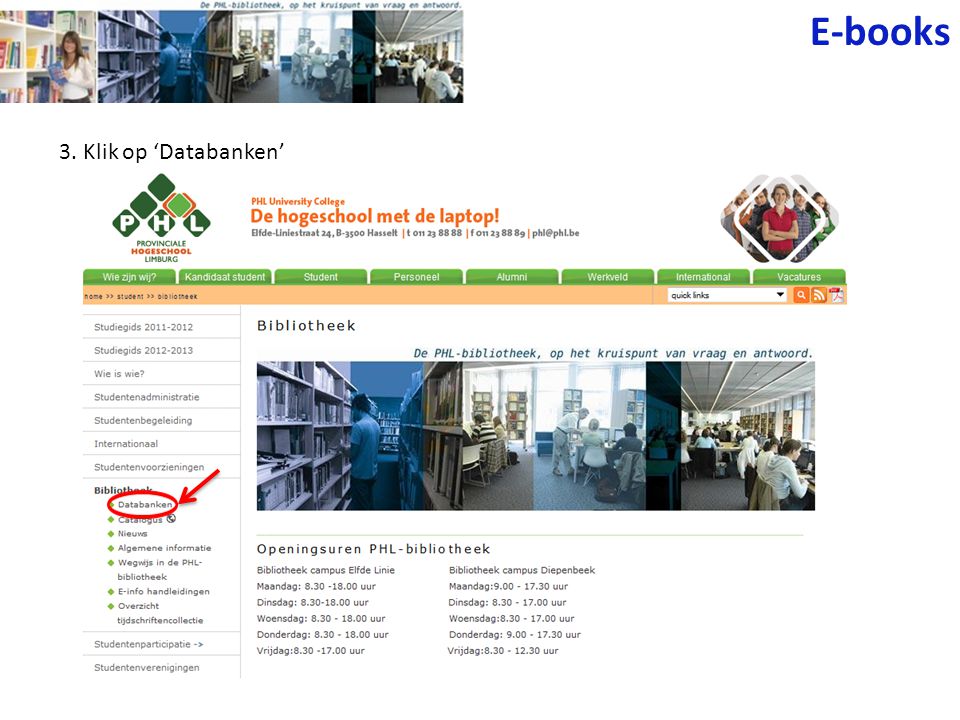 3. Klik op ‘Databanken’ E-books