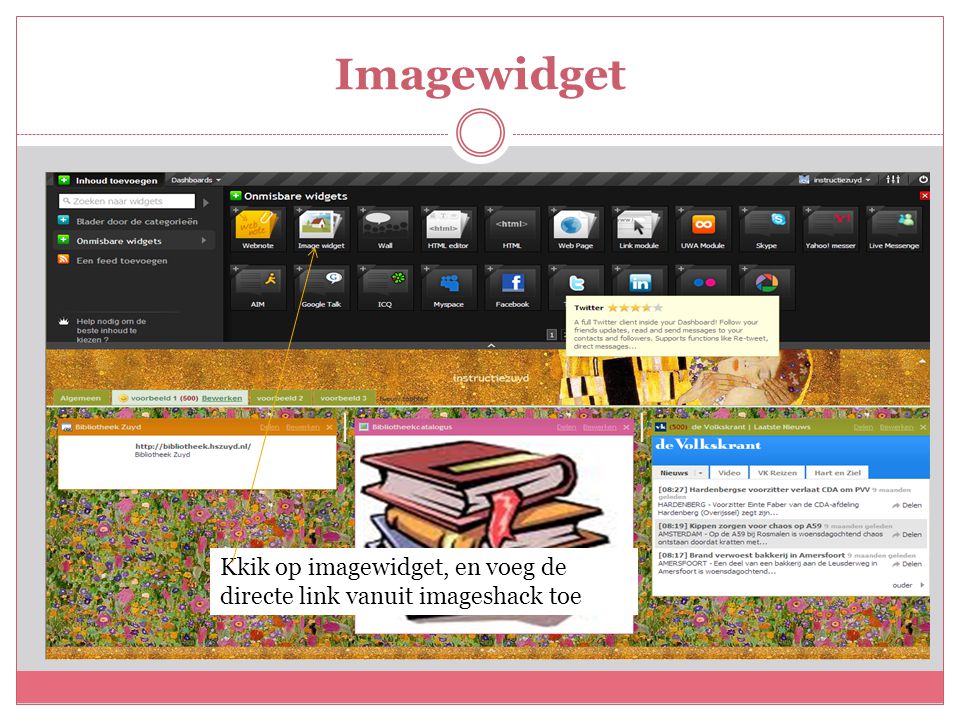 Imagewidget Kkik op imagewidget, en voeg de directe link vanuit imageshack toe