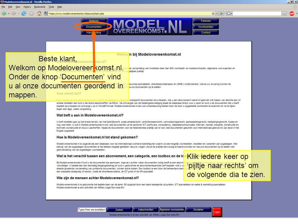 Beste klant, Welkom op Modelovereenkomst.nl.