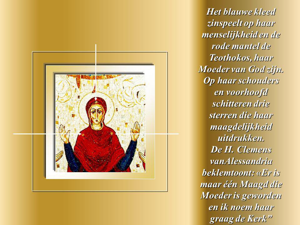 Maria in biddende houding is de figuur bij uitstek van een Kerk waarrond de Apostelen zich verzamelen.