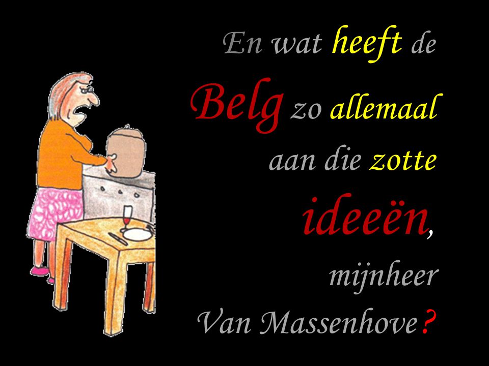 En wat heeft de Belg zo allemaal aan die zotte ideeën, mijnheer Van Massenhove