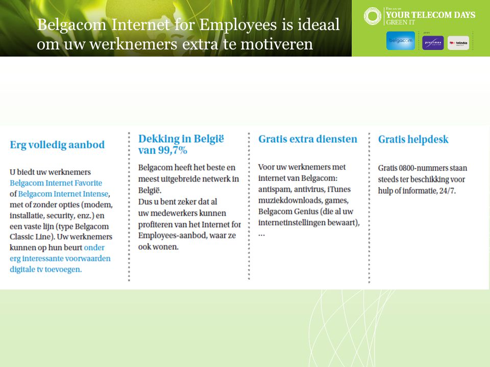 Belgacom Internet for Employees is ideaal om uw werknemers extra te motiveren