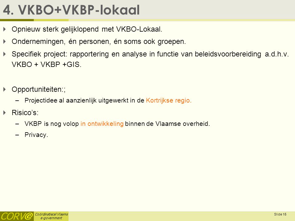 Coördinatiecel Vlaams e-government Slide 15 4.