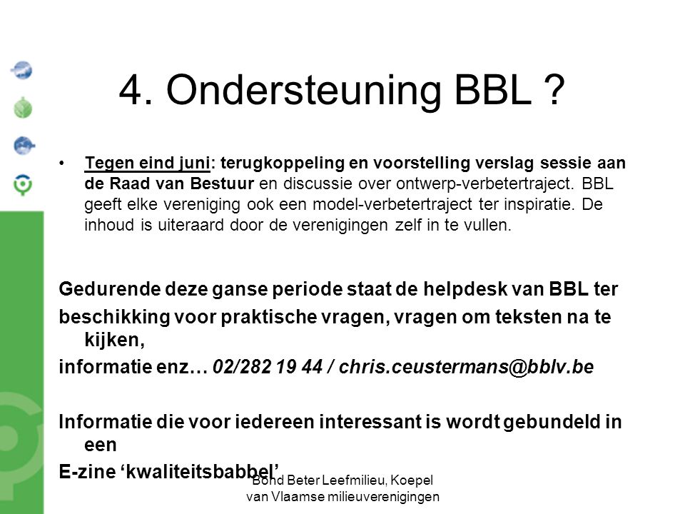 Bond Beter Leefmilieu, Koepel van Vlaamse milieuverenigingen 4.