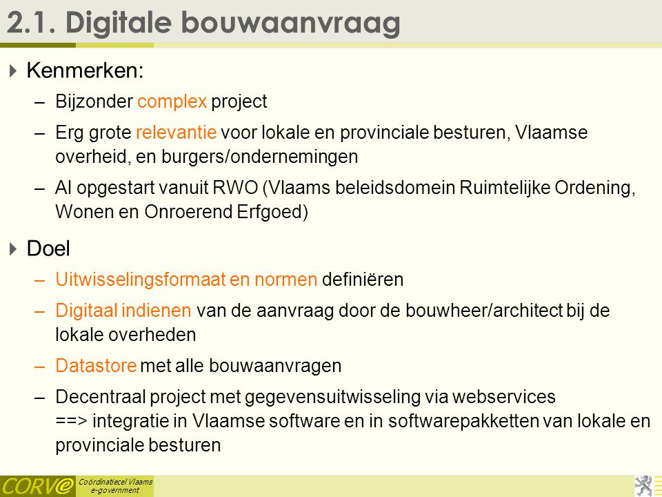 Coördinatiecel Vlaams e-government 2.1.
