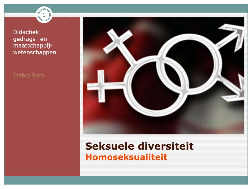 Seksuele diversiteit Homoseksualiteit Didactiek gedrags- en maatschappij- wetenschappen Isabel Rots 1