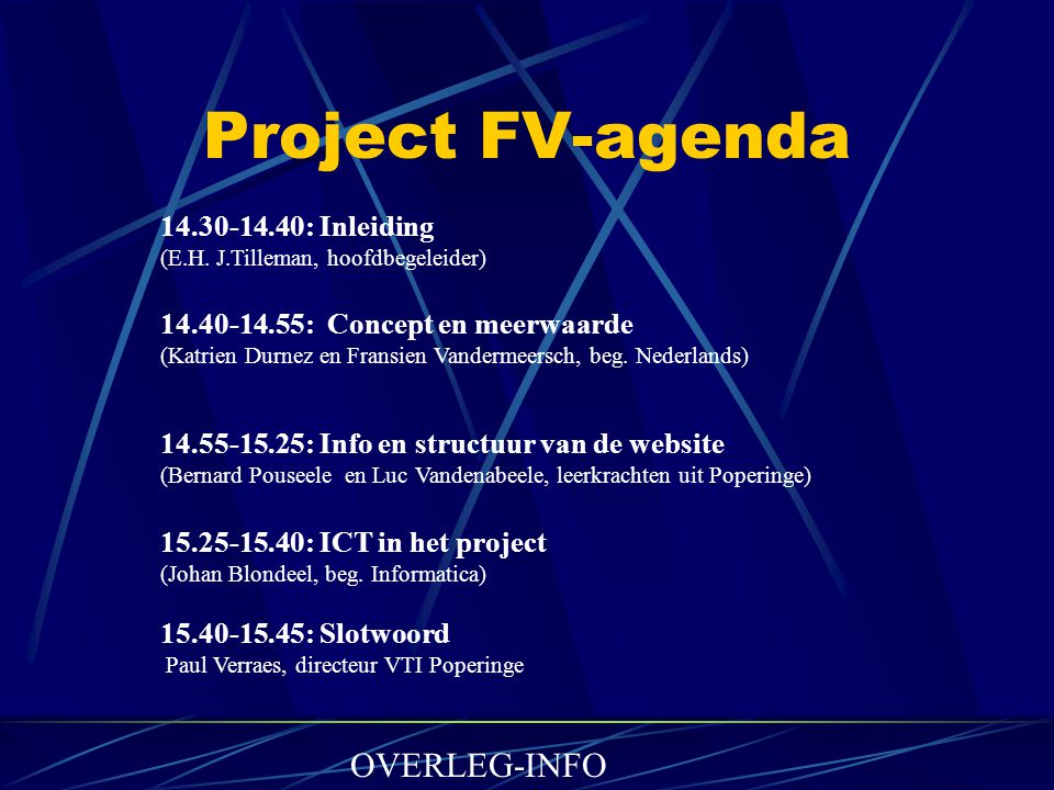 Project FV-agenda : Inleiding (E.H.