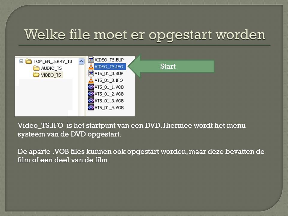 Video_TS.IFO is het startpunt van een DVD. Hiermee wordt het menu systeem van de DVD opgestart.