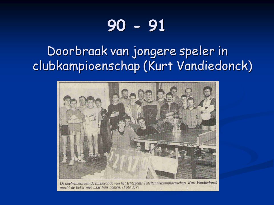 Doorbraak van jongere speler in clubkampioenschap (Kurt Vandiedonck)