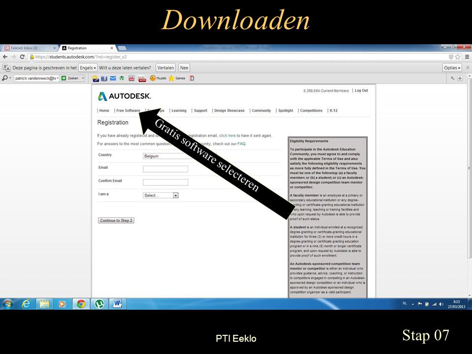 PTI Eeklo Downloaden Stap 07 Gratis software selecteren