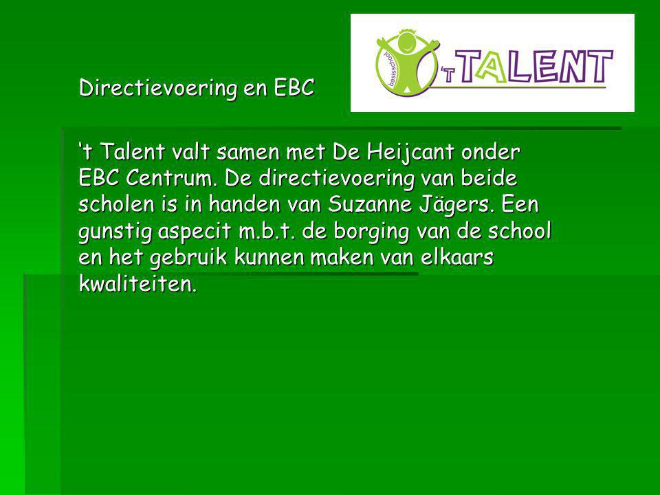 Directievoering en EBC ‘t Talent valt samen met De Heijcant onder EBC Centrum.