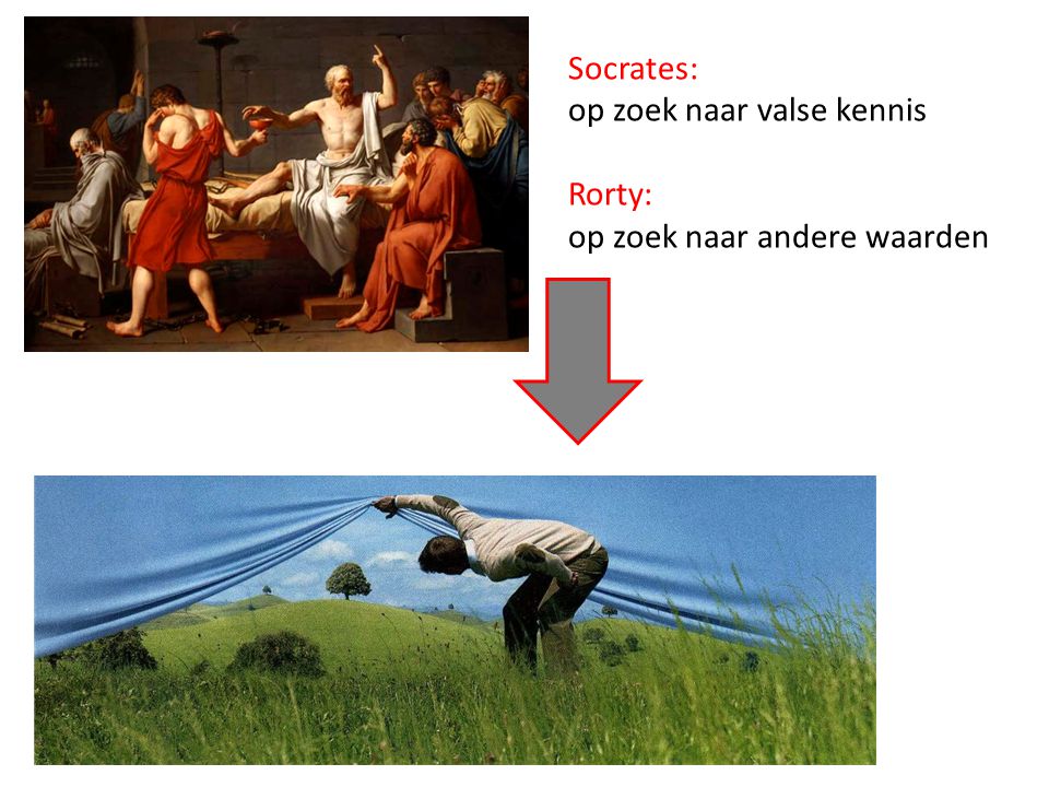 Socrates: op zoek naar valse kennis Rorty: op zoek naar andere waarden